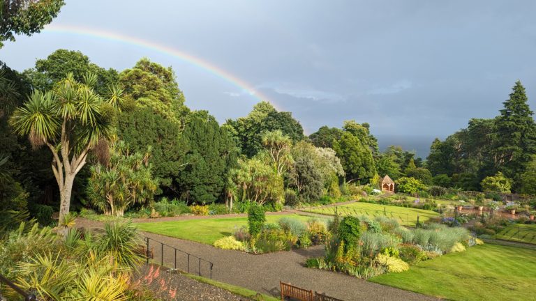 Brodick Castle gardens and a rainbow