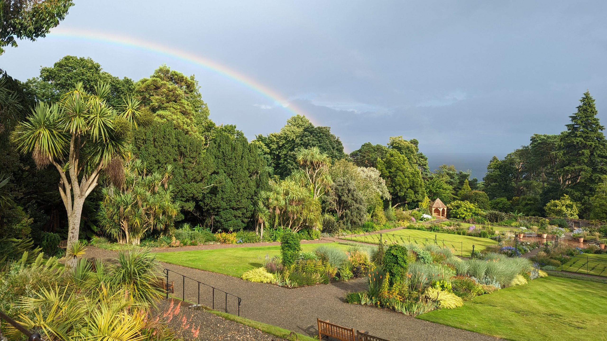 Brodick Castle gardens and a rainbow